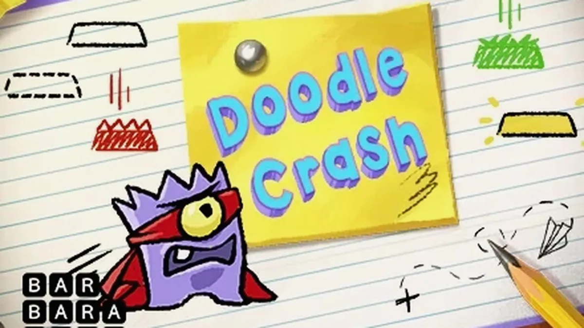Interface do jogo Doodle Crash com elementos visuais modernos