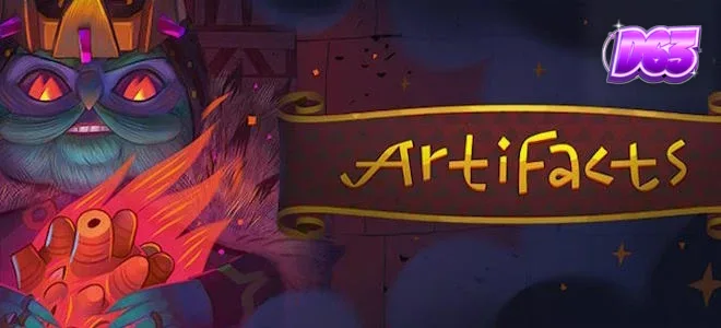 Interface visual do jogo de slot Artifacts com temática de exploração arqueológica e ícones dourados